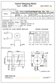 Schrittmotor - 2 Nm 2,8 A  - Welle fi.6,35 mm - Flansch 57 mm